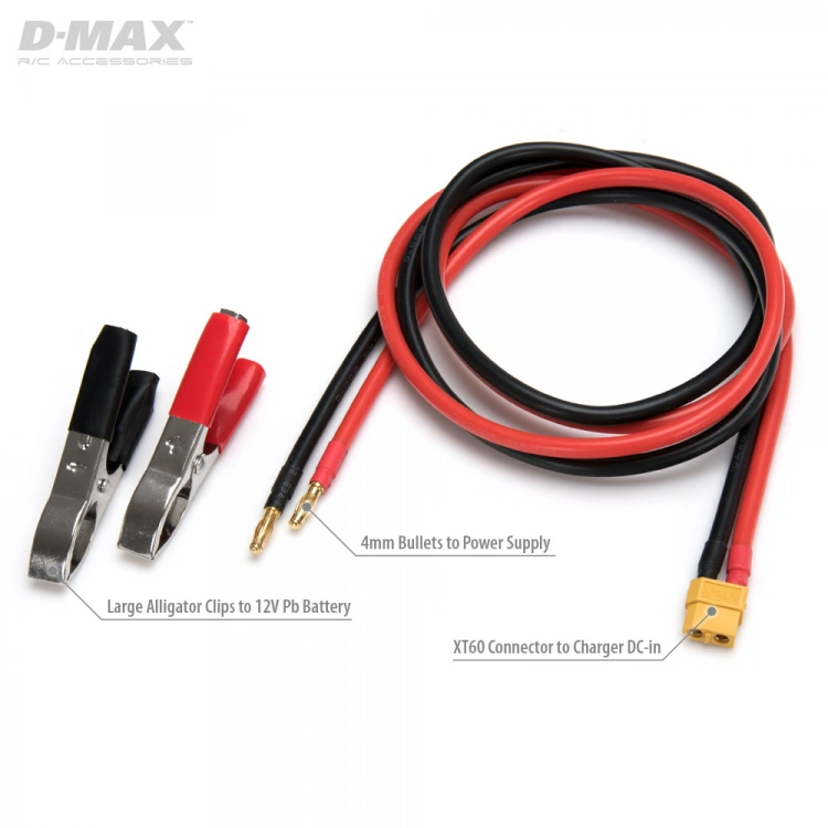 Strömförsörjningskabel XT60 IDST med Batteriklämmor & 4mm 1m - Bild 2